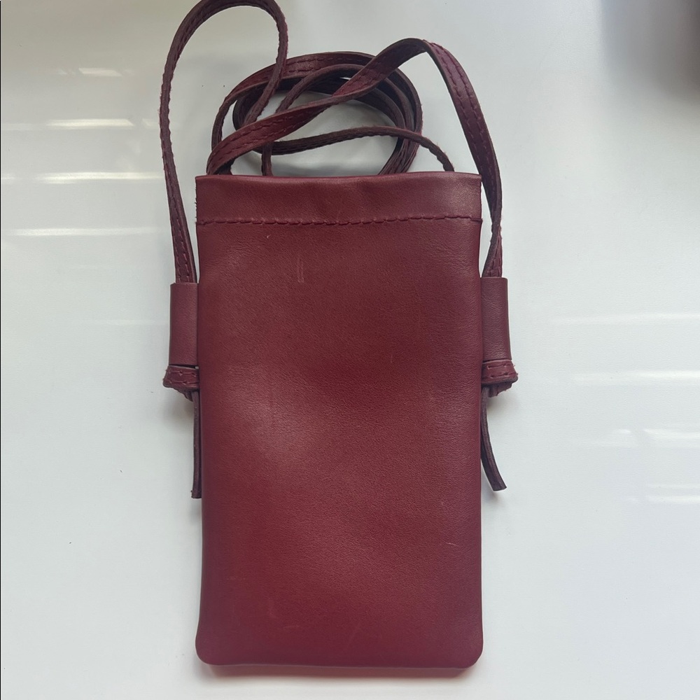 Madewell Deep Red Leather crossbody cellphone Bag